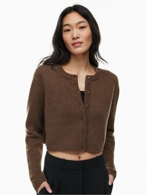 Aritzia Wilfred Luxe Cashmere Sicily Cropped Crew Cardigan